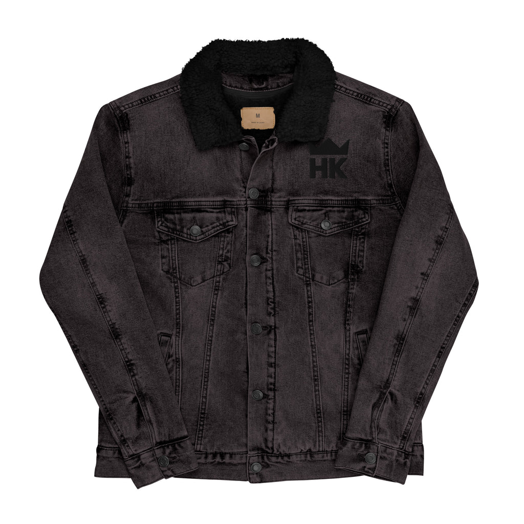 H & K Crown Ankh Black Denim Sherpa Jacket